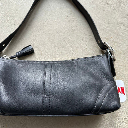 vintage y2k coach black leather baguette shoulder bag 4