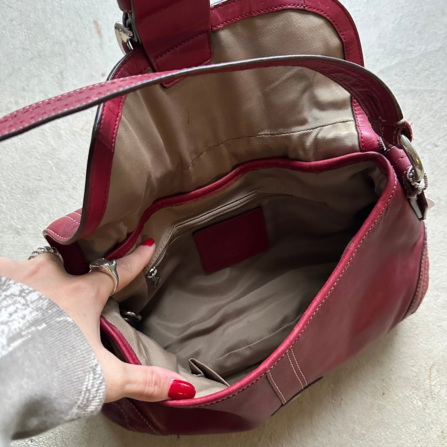 copy rare vintage y2k coach red leather soho shoulder bag