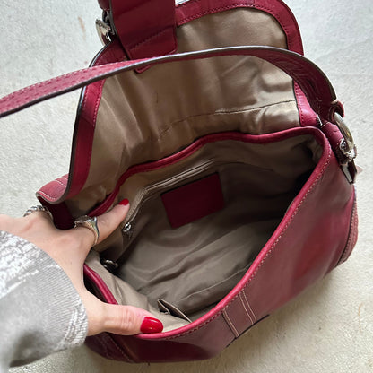 copy rare vintage y2k coach red leather soho shoulder bag