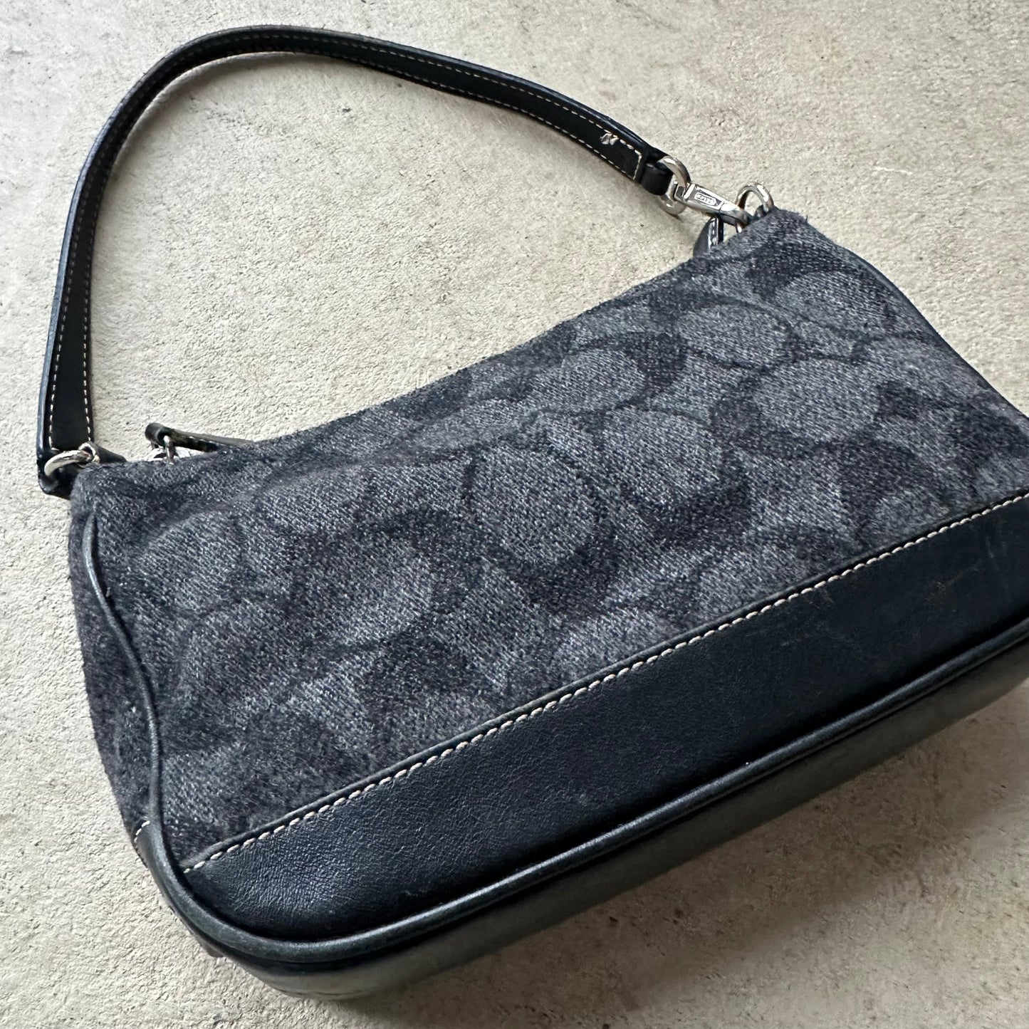 rare vintage y2k coach demi black wool shoulder bag 1