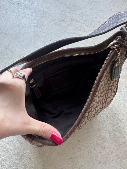 vintage y2k coach croissant suede shoulder bag