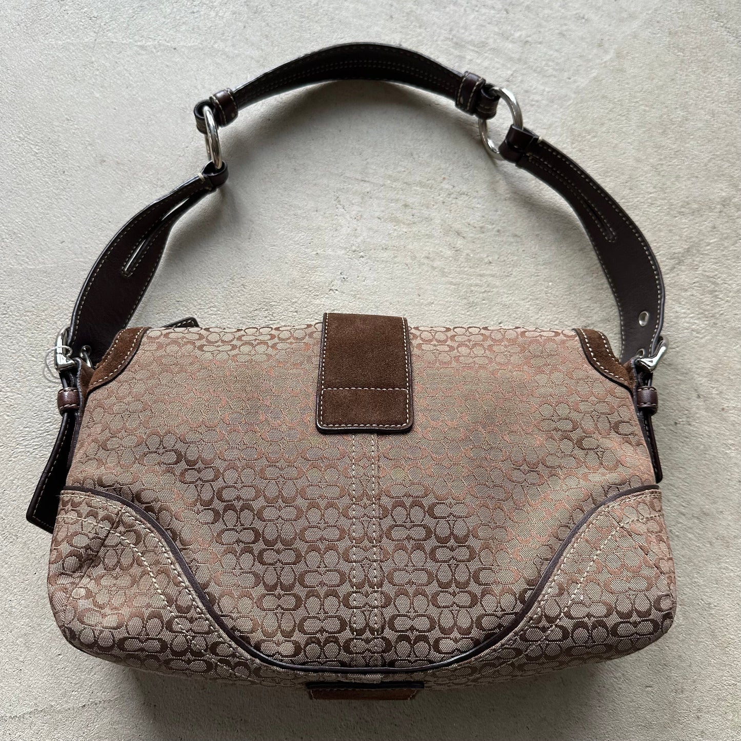 vintage y2k coach brown canvas square soho leather shoulder bag