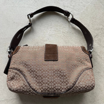 vintage y2k coach brown canvas square soho leather shoulder bag