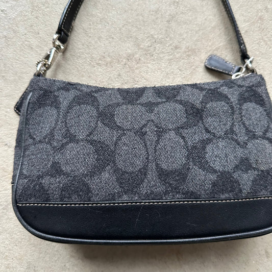 rare vintage y2k coach demi black wool shoulder bag 1