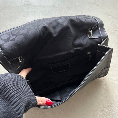 vintage y2k coach black leather soho style shoulder bag
