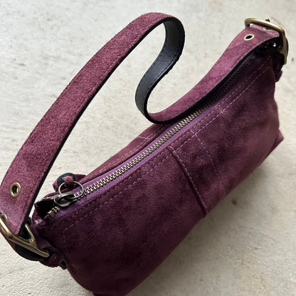 vintage y2k coach purple suede baguette shoulder bag