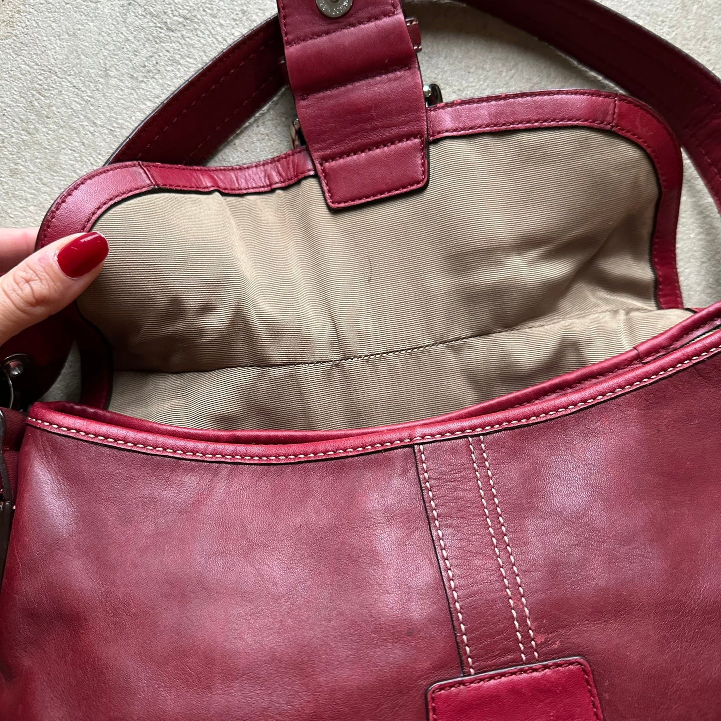 copy rare vintage y2k coach red leather soho shoulder bag