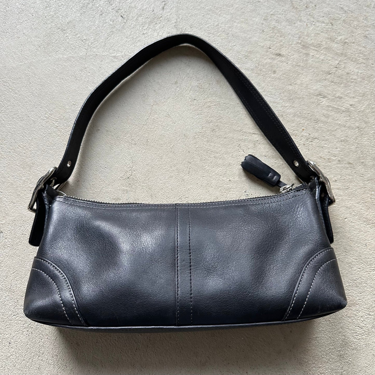 vintage y2k coach black leather baguette shoulder bag 4
