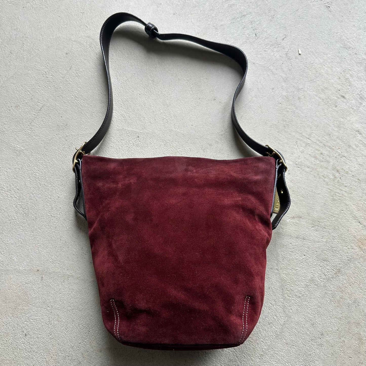 vintage coach red suede shoulder bag