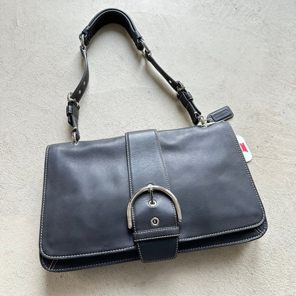 vintage y2k coach black leather soho style shoulder bag