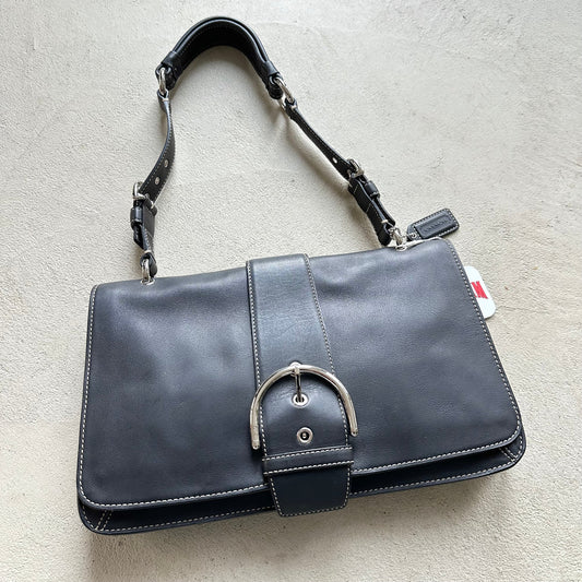 vintage y2k coach black leather soho style shoulder bag