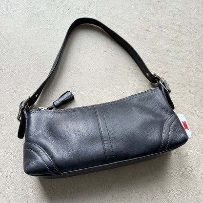 vintage y2k coach black leather baguette shoulder bag 4