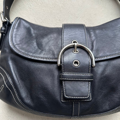 vintage y2k coach black leather soho shoulder bag 24