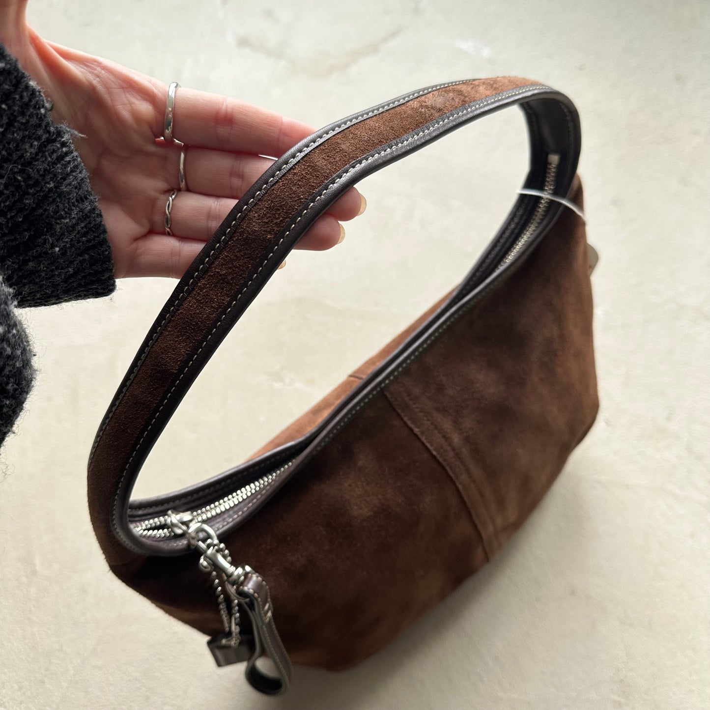 vintage y2k coach brown suede croissant ergo style shoulder bag