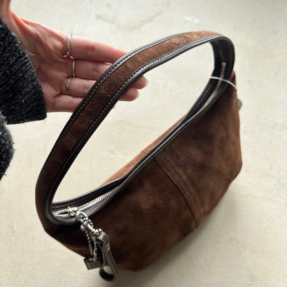 vintage y2k coach brown suede croissant ergo style shoulder bag