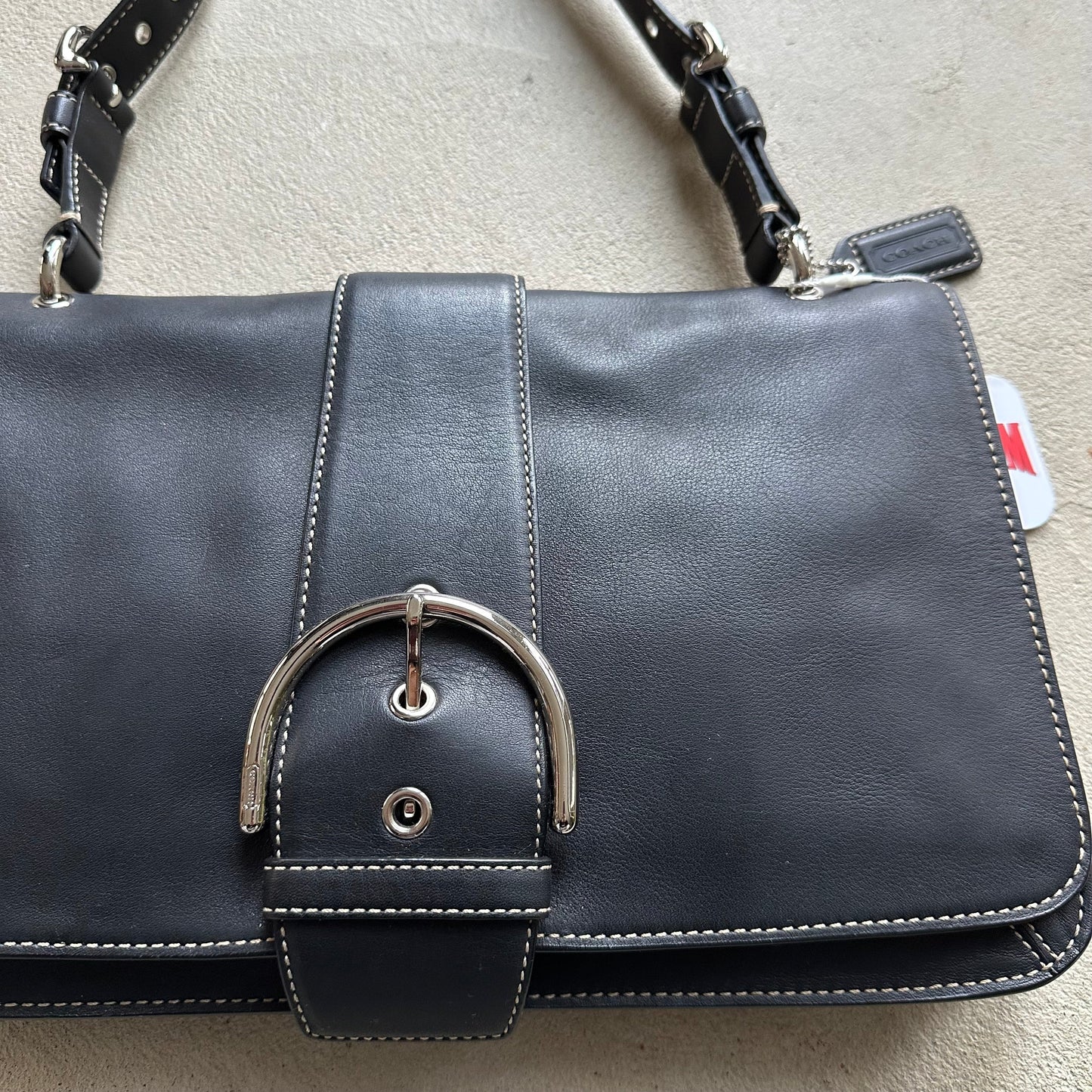 vintage y2k coach black leather soho style shoulder bag