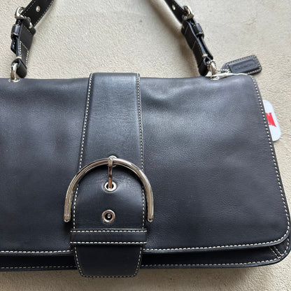 vintage y2k coach black leather soho style shoulder bag
