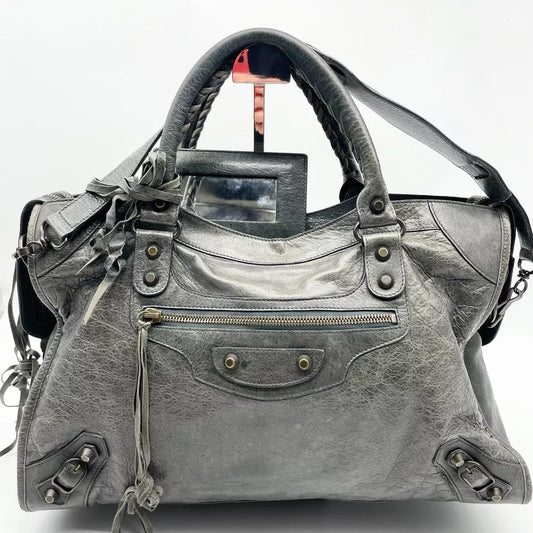 Balenciaga 2way Handbag City Bag Dark Gray Leather 115748 Shoulder bag Authentic🪻🍃