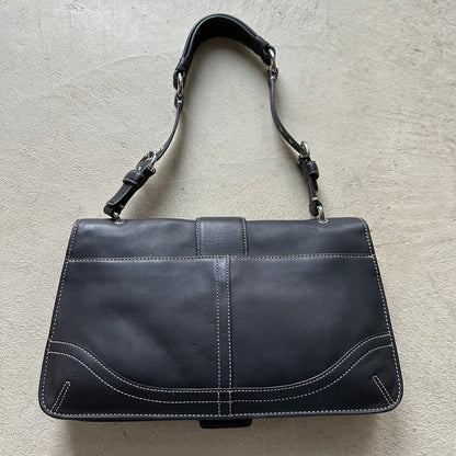 vintage y2k coach black leather soho style shoulder bag