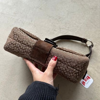 vintage y2k coach brown canvas square soho leather shoulder bag