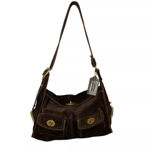 Coach Bleecker Street Haversack LIMITED EDITION RARE Brown Suede🌺🩷