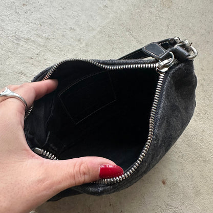 rare vintage y2k coach demi black wool shoulder bag 1