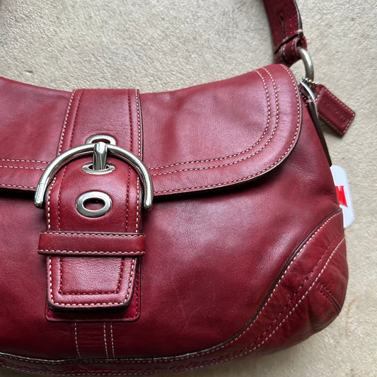 copy rare vintage y2k coach red leather soho shoulder bag