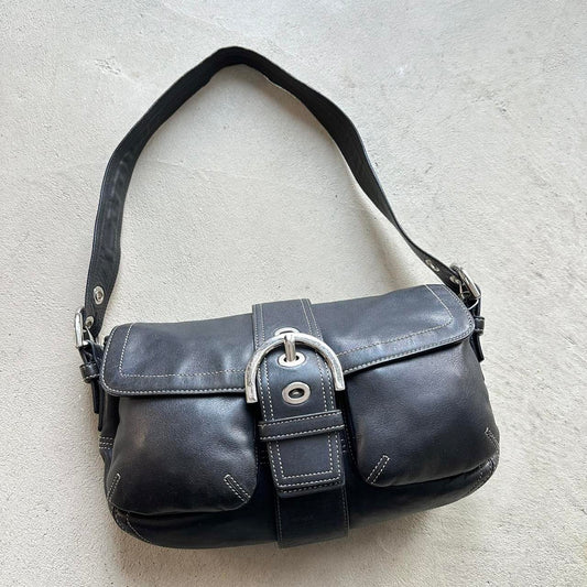 vintage y2k coach black square soho leather shoulder bag 17