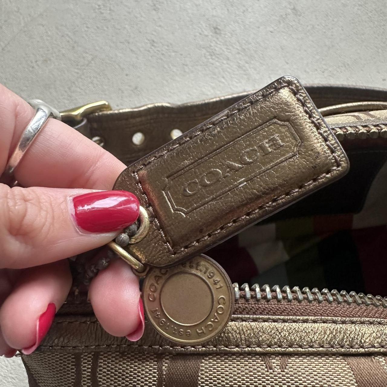 vintage y2k coach tan metallic shoulder bag