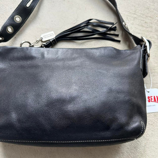 vintage y2k coach black leather shoulder bag 12