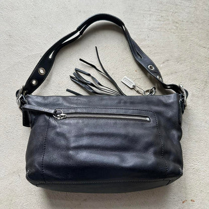 vintage y2k coach black leather shoulder bag 12