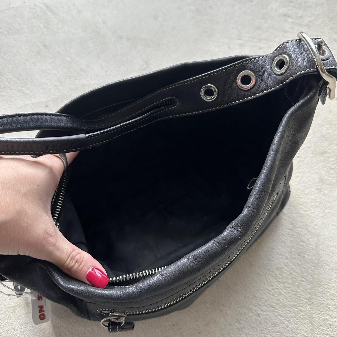 vintage y2k coach black leather shoulder bag 12