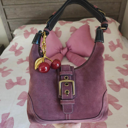 Y2K Vintage Coach Maroon Suede Small Shoulder Bag🖤🍫