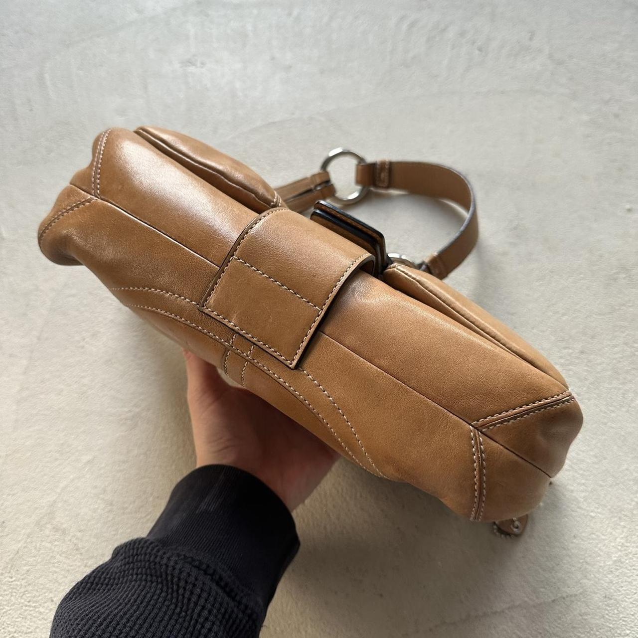vintage y2k coach tan leather square soho shoulder bag