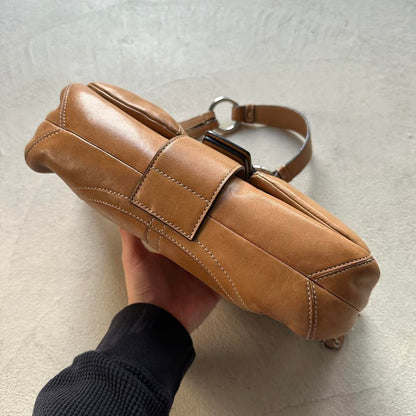 vintage y2k coach tan leather square soho shoulder bag