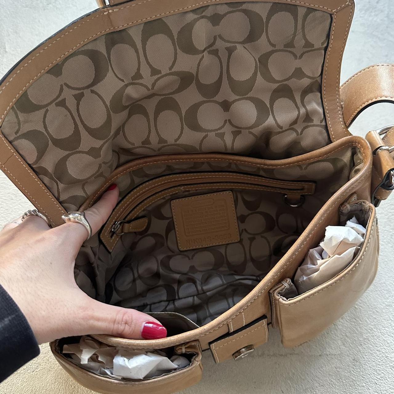 vintage y2k coach tan leather square soho shoulder bag