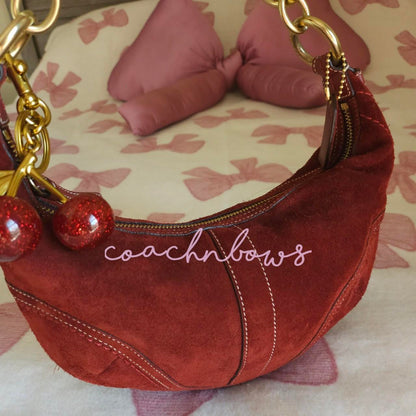 ❤️ Y2K Vintage Coach Small Suede Burgundy Hobo Shoulder Bag ❤️