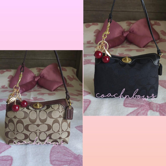 Bundle Of 2 Vintage Coach Y2K Brown Black Gold Hardware Signature Cs Mini Bag Shoulder Purse💜🍇