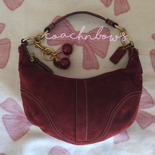 ❤️ Y2K Vintage Coach Small Suede Burgundy Hobo Shoulder Bag ❤️