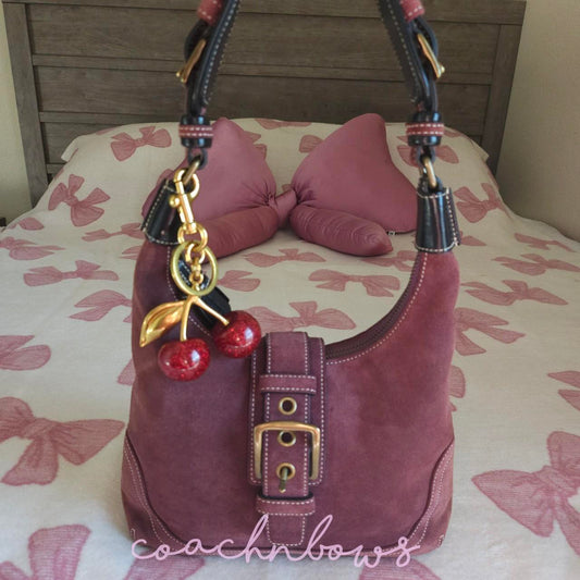Y2K Vintage Coach Maroon Suede Small Shoulder Bag🖤🍫