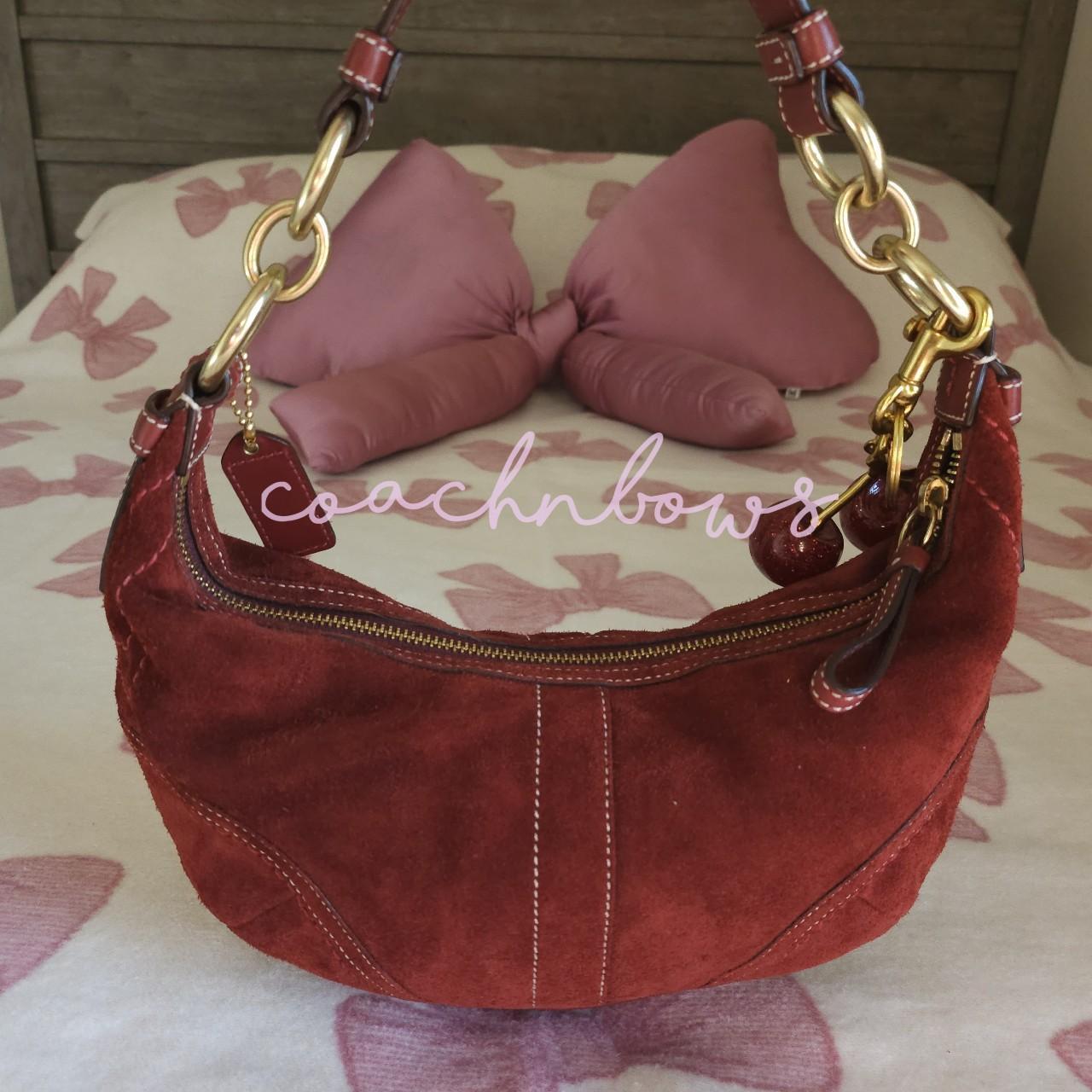 ❤️ Y2K Vintage Coach Small Suede Burgundy Hobo Shoulder Bag ❤️