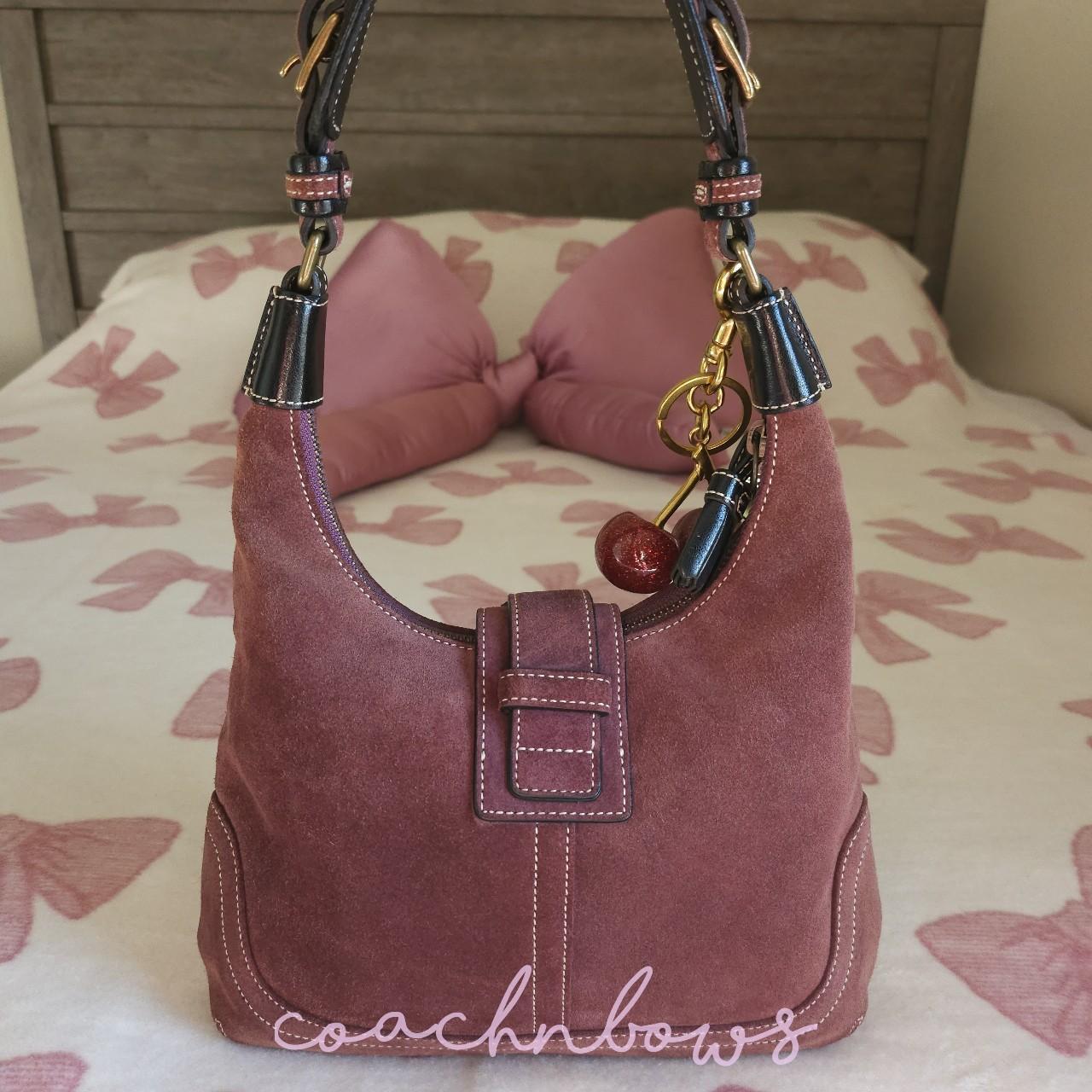 Y2K Vintage Coach Maroon Suede Small Shoulder Bag🖤🍫