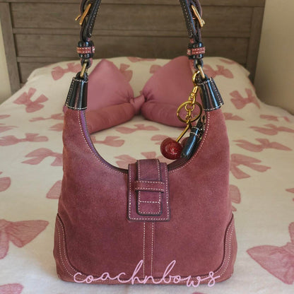 Y2K Vintage Coach Maroon Suede Small Shoulder Bag🖤🍫