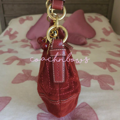 ❤️ Y2K Vintage Coach Small Suede Burgundy Hobo Shoulder Bag ❤️